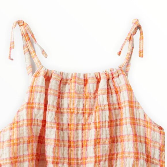 ZARA Kids | Orange | TEXTURED PLAID BALLOON SHIRT - Picture 3 of 6
